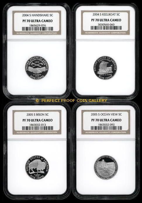 2004 2005 WESTWARD JOURNEY NICKEL 4 COIN SET   NGC PF70 UC   PF 70 UC 