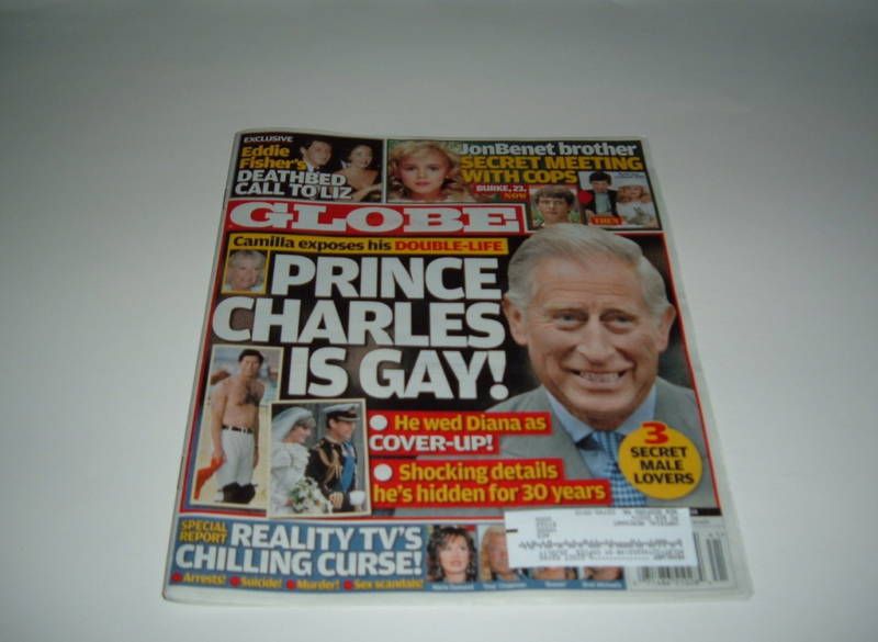 GLOBE MAGAZINE PRINCE CHARLES EDDIE FISHER REALITY TV  