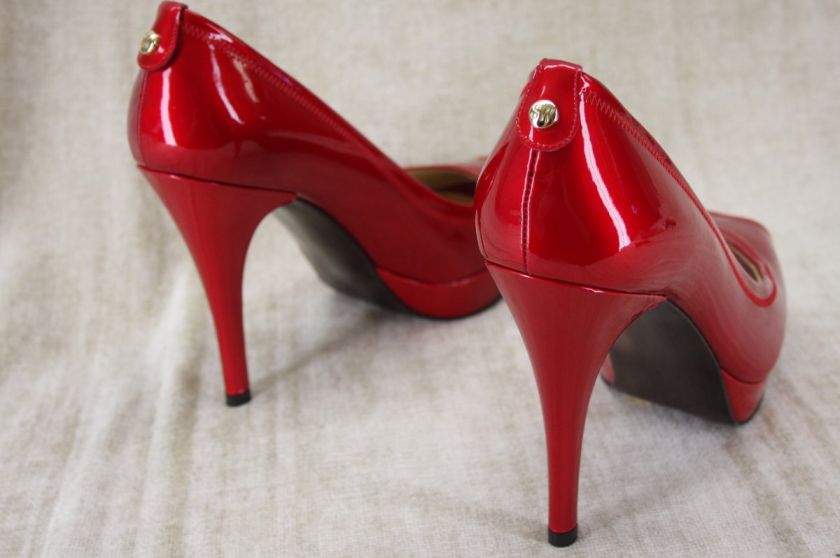 Stuart Weitzman Palace Red Patent Platform Peep Toe Pumps 8.5 Heels 