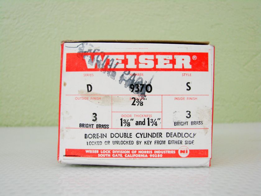 Weiser Brass Bore In NEW Double Cylinder Deadlock USA  