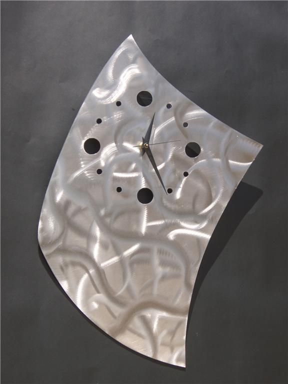 METAL WALL ART CLOCK ABSTRACT MODERN DECOR SCULPTURE  