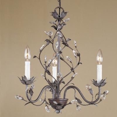 NEW 3 Light Mini Chandelier Lighting Fixture, Bronze with Leaves and 