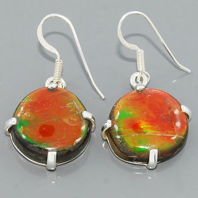 Multi Color Ammolite Gemstone 925Sterling Silver Dangle Earrings 