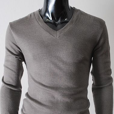 G030) Mens casual long sleeve v neck knit tshirts  