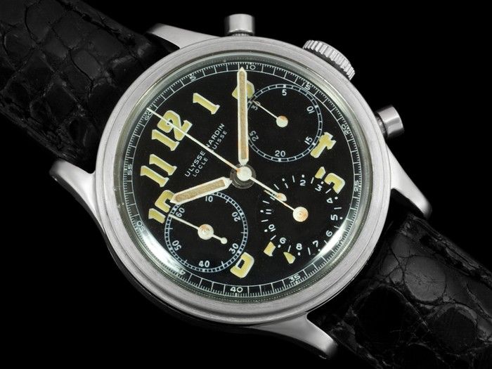 1940s ULYSSE NARDIN Mens Vintage CHRONOGRAPH   Stainless Steel  