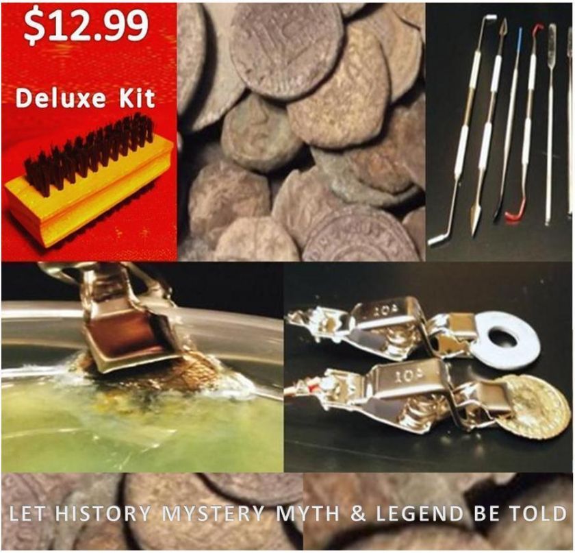 ANCIENT ARTIFACT ELECTROLYSIS CLEANING KIT w/ PICK BRUSH FREE COINS 