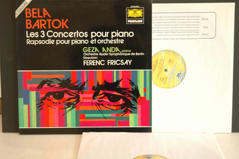 BELA BARTOK 3 Piano Concertos GEZA ANDA/FRICSAY 2 LP DG  