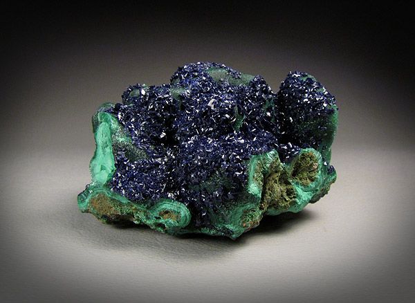 Azurite on Malachite, Anhui Province, China  