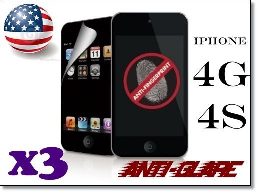 3x Anti Glare Matte FRONT BACK FULL BODY Screen Protector iPhone 4G 