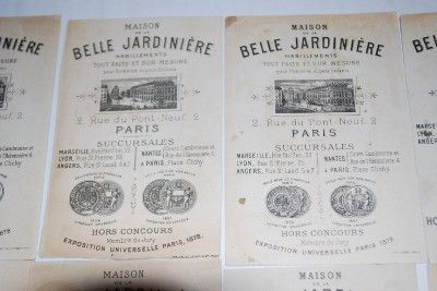 Lot Old Antique 1878 Belle Jardiniere Advertising Cards  