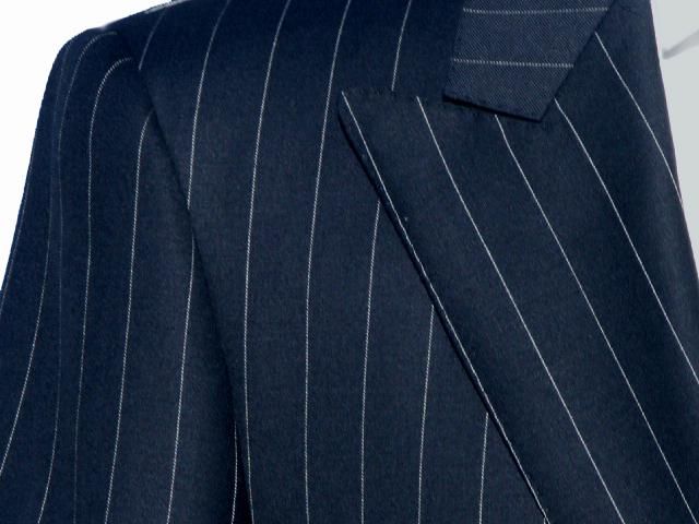 DANIELE MENS SUIT 2BT~PEAK $1195~38S~NAVY CHALKSTRIPE  