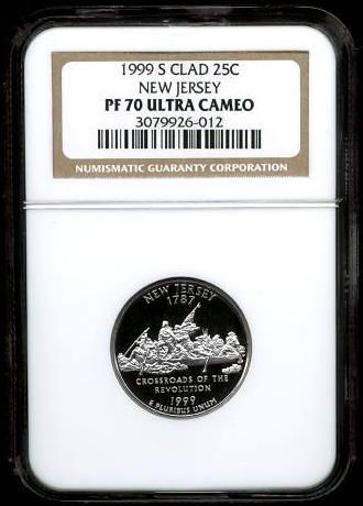 NGC PF70 UC 1999 S NEW JERSEY CLAD QUARTER PF 70  