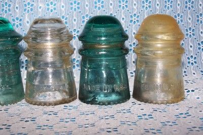 Vintage Lot of 8 Hemingray Glass Insulators NO.9  