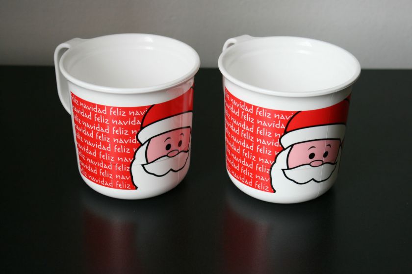 Tupperware set 2 Santa Claus Merry Christmas Coffee Mugs 12oz NEW 