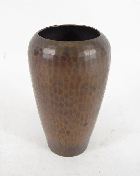 Vintage Signed Roycroft Hand Hammered Copper Arts & Craft Vase Antique 