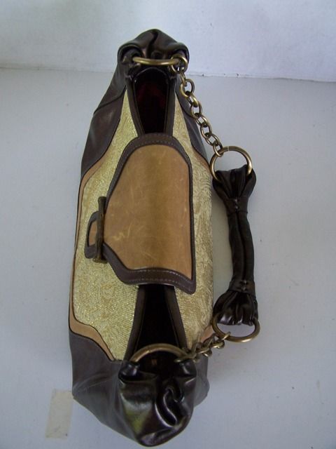 Elaine Turner hobo demi chain leather brown purse  