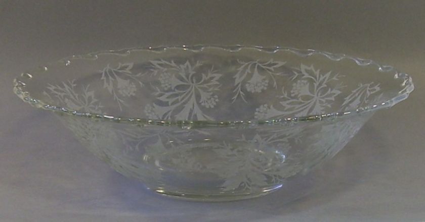Vintage Fostoria Heather Etched Glass Console Bowl Dish  