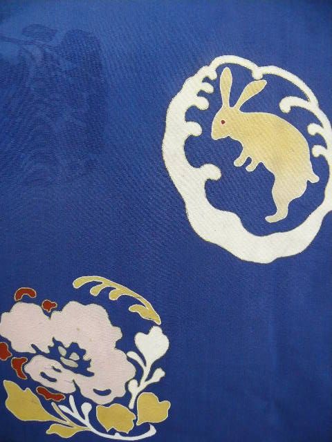 Antique Subdued Blue Kimono w/Kinsai, Rabbit J839  