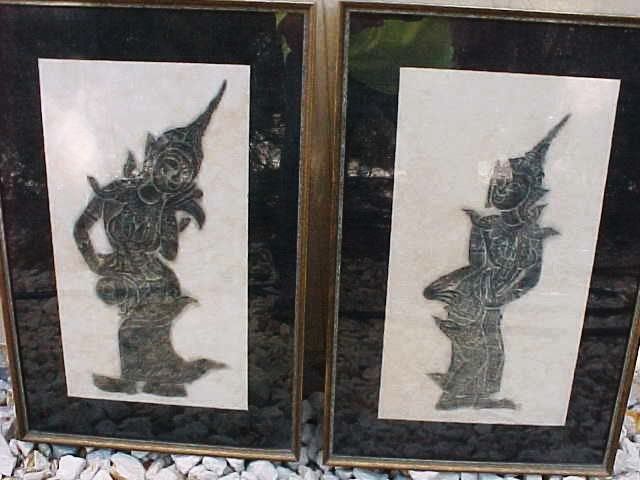 1940s   Wat Po   Pair of Temple Rubbings   Bangkok Thai   Brundidges 