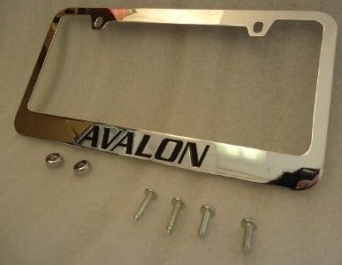 TOYOTA AVALON CHROME & INK METAL LICENSE PLATE FRAME WITH LOGO SCREW 