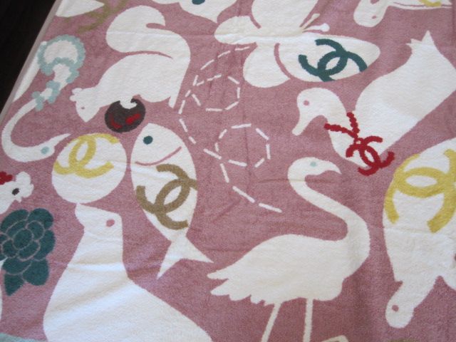 Auth CHANEL Baby Animal Huge Beach Towel Blanket Rare  