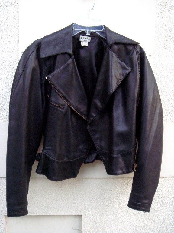 AZZEDINE ALAIA 80s Motorcycle Black Leather Jacket S  