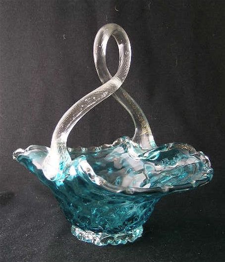 Barovier and Toso Italian art glass blue optic basket  