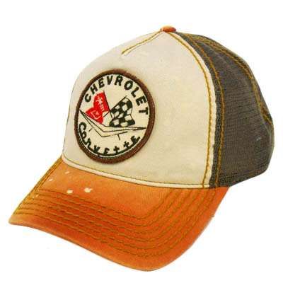 CHEVROLET CORVETTE PATCH MESH SNAPBACK HAT CAP KHAKI  