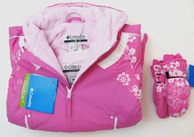 NEW COLUMBIA 3T TODDLER Snowsuit Girls Ski Jacket Bibs & Mitten SET 