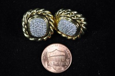 David Yurman Estate 18k Gold Earrings With Diamonds  1.00 Carat Weight 