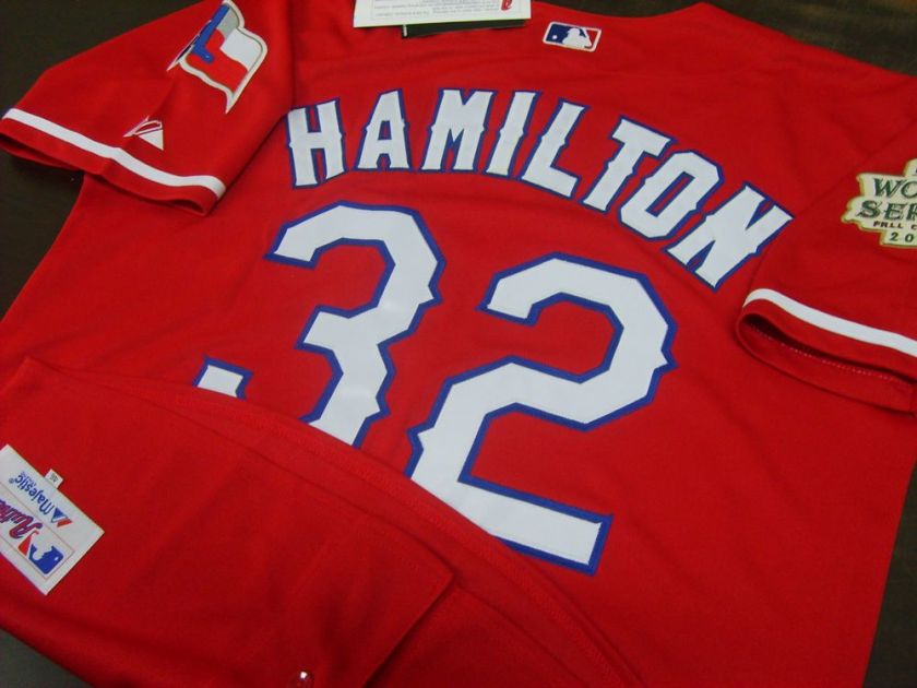 Texas Rangers #32 Josh Hamilton Alt Red W/S & Team Patch Jersey  