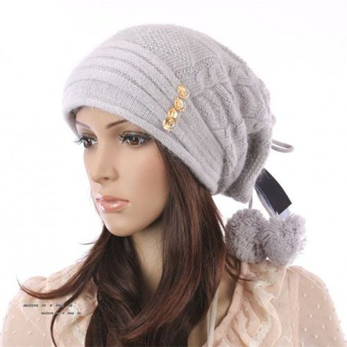   Cool Womens Pattern Winter Wool Cap Snow Warm Beanie Knitted Ball Hat