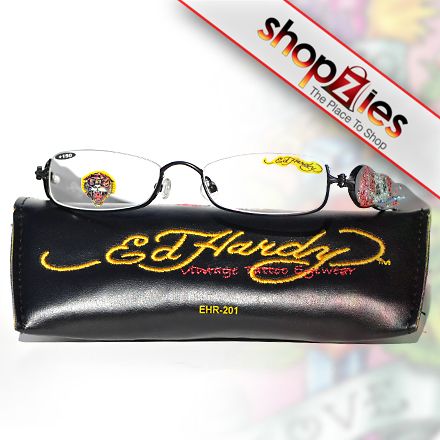 Ed Hardy Reader Glasses Readers Black +1.50 EHR 201  