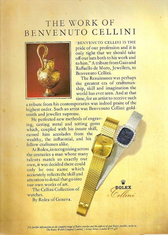 Watch Advertisement*Rolex Cellini Collection*1982  