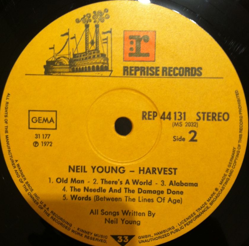 NEIL YOUNG harvest LP 1972 German 1st VG+ RL Ludwig  