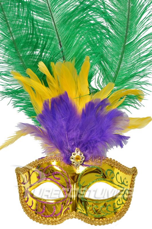 Mardi Gras Celebration Halloween Mask (Gold)  
