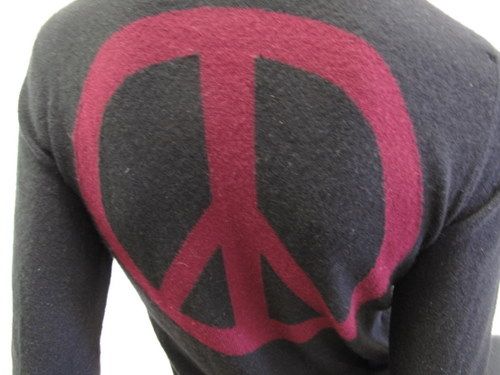 Lucien Pellat Finet Sweater Black PEACE Cashmere sz S  