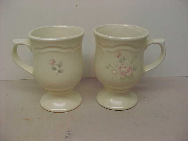 Pfaltzgraff China TEA ROSE Two Pedestal Mugs  