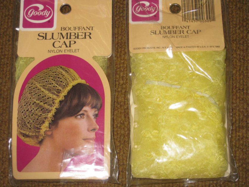 Vintage Goody Bouffant Slumber Cap Nylon Eyelet #41 YLW  