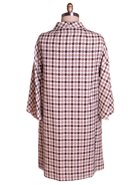 Vintage Large Scale Hounds Tooth Linen Swing Coat 1950s Great Buttons 