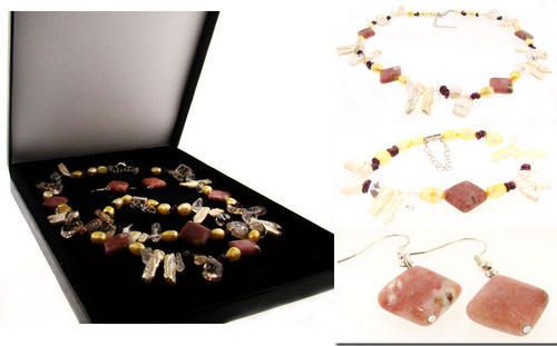 PIECE WHOLESALE SET NECKLACE FRESH WATER PEARLS/AGATE  