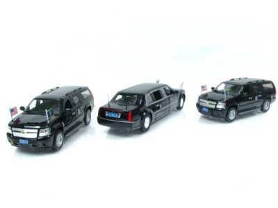 PRESIDENTIAL MOTORCADE CADILLAC DTS LIMO CHEVY SUV 1/43  