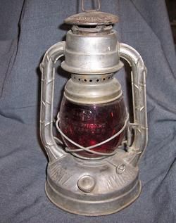 Vintage Dietz oil Lamp with Red Shade  