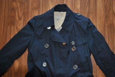   NWT WOMENS BURBERRY BRIT BEXTON INK NAVY BELTED JACKET SIZE 6 or 4 US