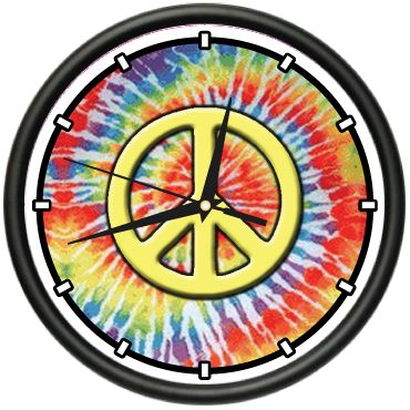 HIPPIE Wall Clock peace symbol sign grateful dead gift  