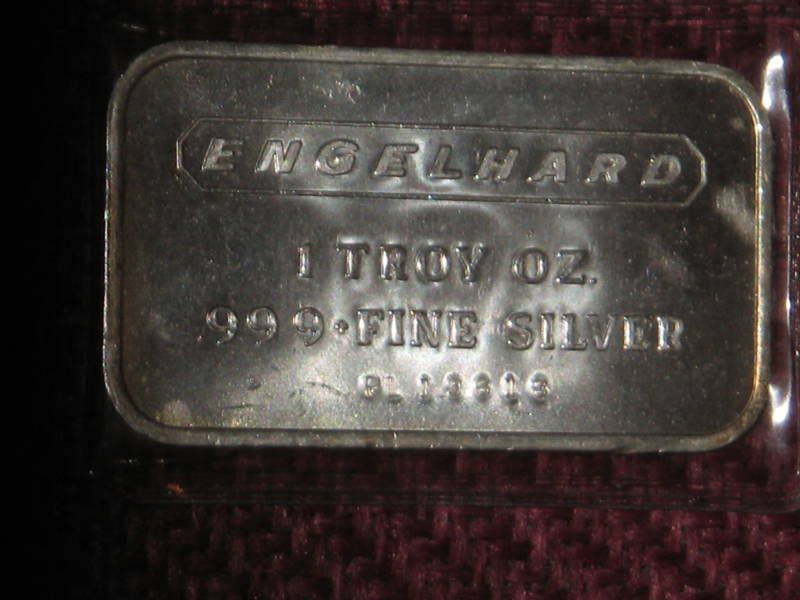 oz Engelhard bar .999+ fine silver Bar Long ways bar  