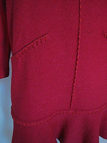 VINTAGE, STEVE FABRIKANT, MAGENTA, KNIT adorable DRESS w/ hd stitching 