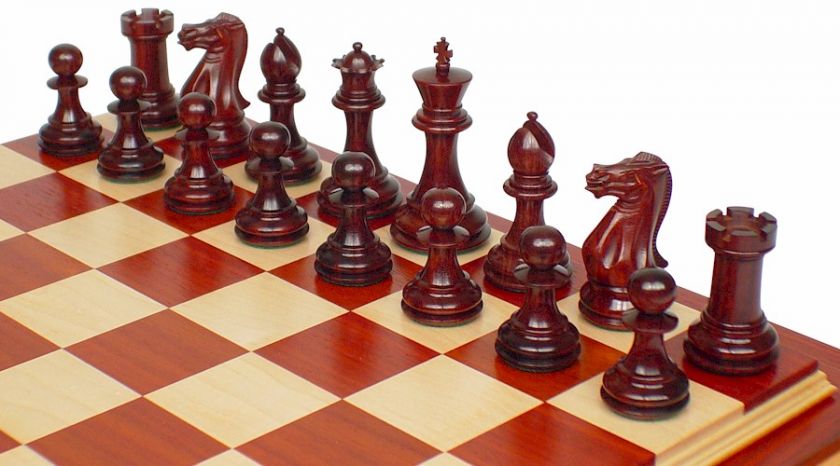 Exclusive Staunton Chess Set Red Sandalwood 3 King  