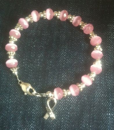 BREAST CANCER AWARENESS BRACELET 8MM MUST REQUEST SIZE  