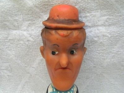 Vintage Stan Laurel Handpainted Rubber Doll. 1970s  